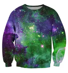 2018 Новая мода 3d толстовки с принтом зеленая дымка Толстовка Crewneck galaxy space толстовки с капюшоном пуловер пальто