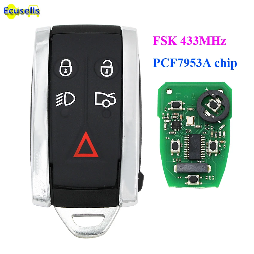 4 + 1 кнопка FSK 433 МГц умный дистанционный ключ с чипом PCF7953A для Jaguar|Ключ от авто| |