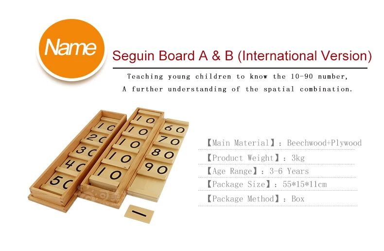 Монтессори Seguin доска с витаминами A и B развивающие игрушки математические с деревянной коробкой головоломки для изучения математики
