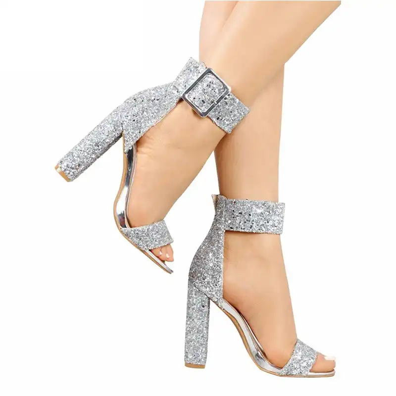 silver sandals ankle strap