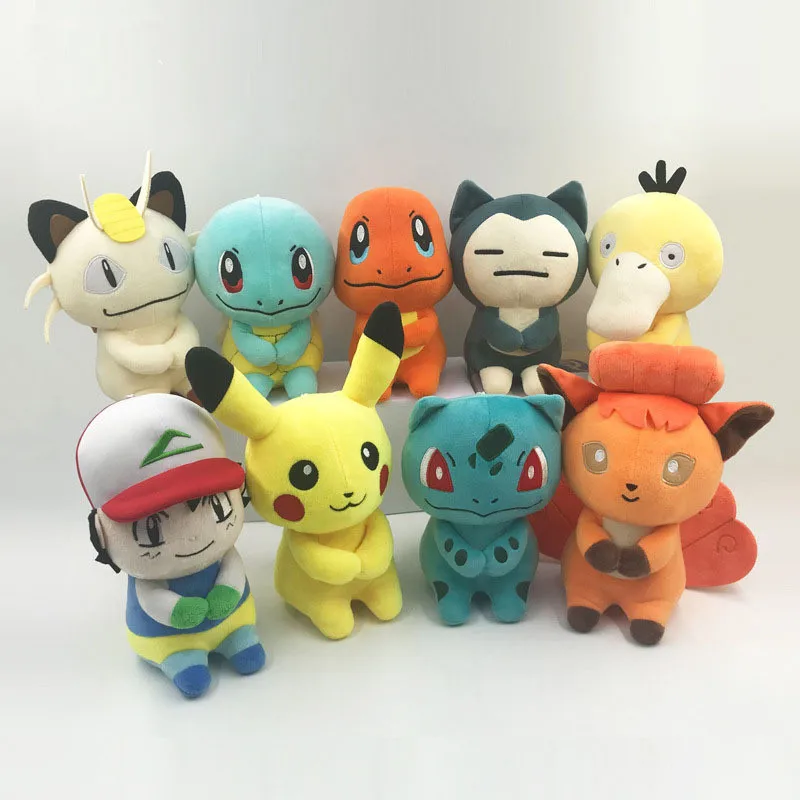 

9pcs/set Cartoon Anime Characters Stuffed Plush Toys pokemones Kawaii pika Soft Stuff Plush Doll Toys Gifts For Children