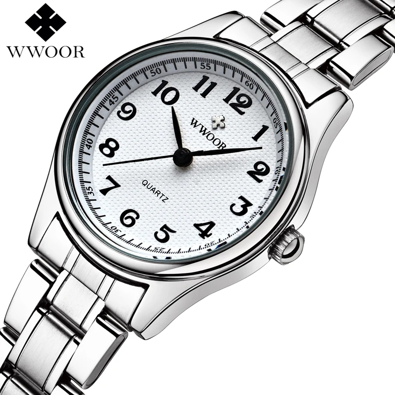 

WWOOR Brand Luxury Stainless Steel Quartz Watch Analog Display Casual Wrist watch Small Lady Clock