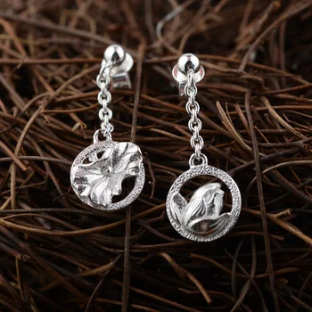 

S925 sterling silver jewelry craft exquisite female flowers rich Earrings