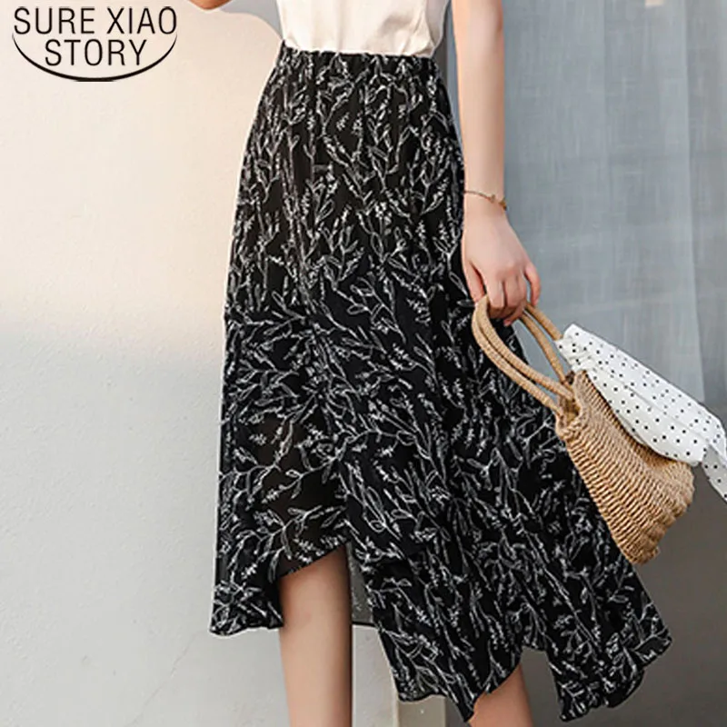 

Half body Elegant atmosphere Lady Fashion shirt 2019 Elastic high waist floral skirt elegant ladies skirt female women 3039 50