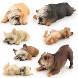 ПВХ имитация Французский бульдог Животные Собака Модель спящие животные приседание щенок композиция ручная игрушка фигурки