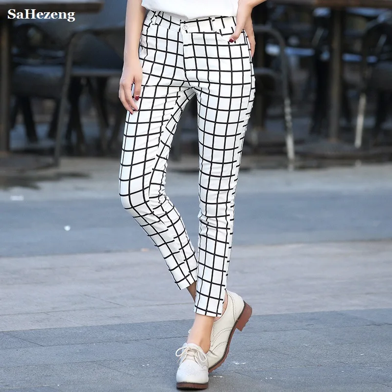 Pantalones A Cuadros De Algodon Para Mujer 2019 Pantalones