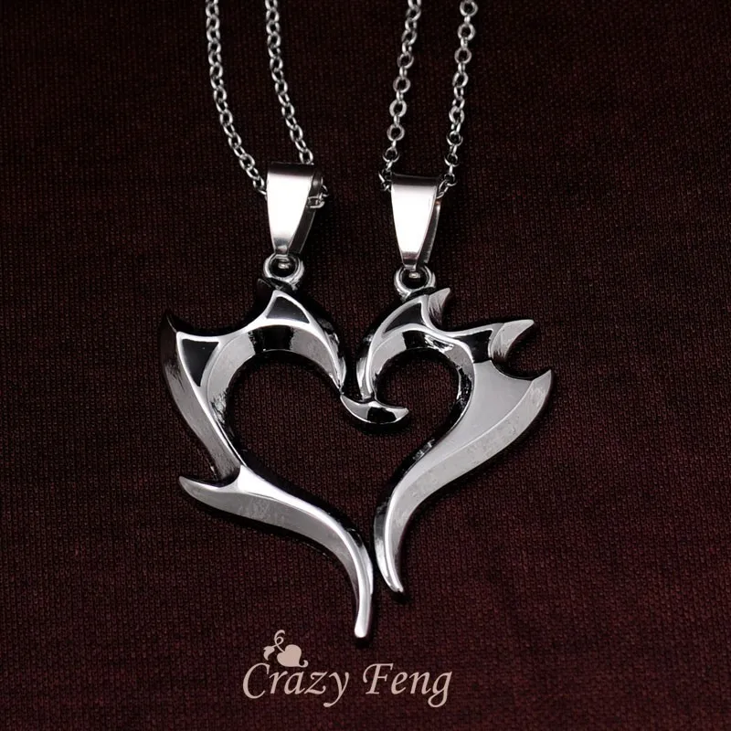 

Two Dancers Makeup Heart Pendant Necklace Stainless Steel Silver Color Couple Necklace for Women/Wen Club Party Punk Jewelry
