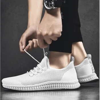 

QWEDF Men Sneakers Breathable Casual No-slip Men Vulcanize Shoes Male Air Mesh Lace up Wear-resistant Shoes masculino G5-79