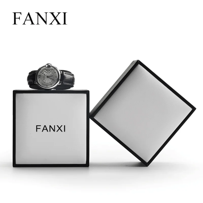 FANXI New Style Wrist Watch Box PU Leather with Silk Internal Black & White Watch Display & Storage Box Watch Organizer
