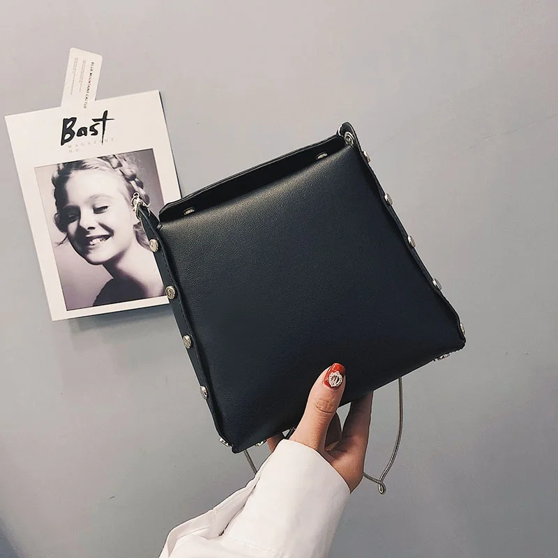 

Simple Rivet Stitching Ladies Shoulder Bag Solid Color Simple Fashion Cover Handbag Crossbody Females Bags for women 2019 New