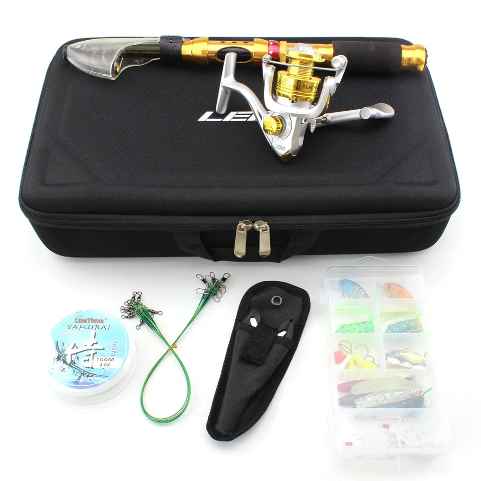 

1.5m-2.7m ultrashort Fishing Rod telescopic and Spinning Reels Combo Travel Fishing Tackle Line Lures Hooks Bag set