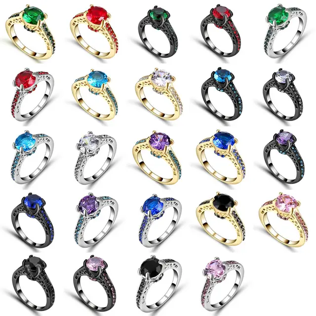 TianBo Black Silver Gold color Engagement Rings AAA Cubic Zirconia Anel Jewelry TianBo Black Silver Gold color Engagement Rings AAA Cubic Zirconia Anel Jewelry