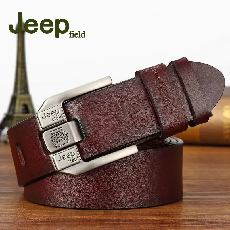 MENS DESIGNER LEATHER JEEP LONG BELTS FOR MEN ADJUSTABLE STRAP PIN BUCKLE BLACK