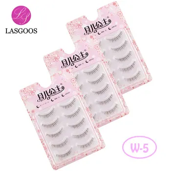

LASGOOS 15Pairs/Lot Brown False Eyelashes Natural Looking Short Thin 3-4mm Eye Lash Line Lashes Strips for School Daily Use W-5