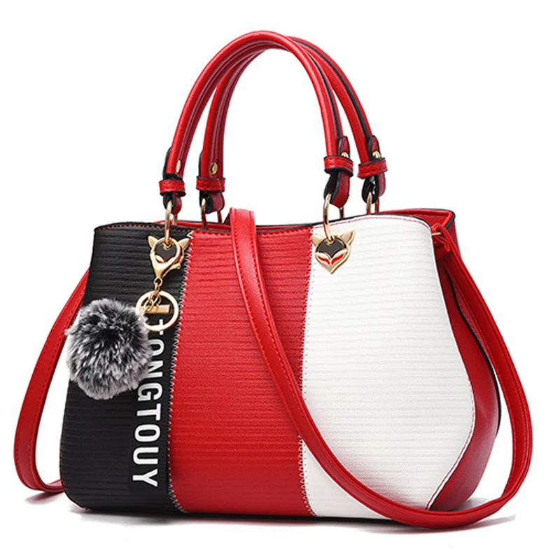 

2018 New Woman Handbags Fashion Messenger Bag Women Bag Trend Plush ball Ornaments For Ladies Messenger Bags Leather Tote Bag