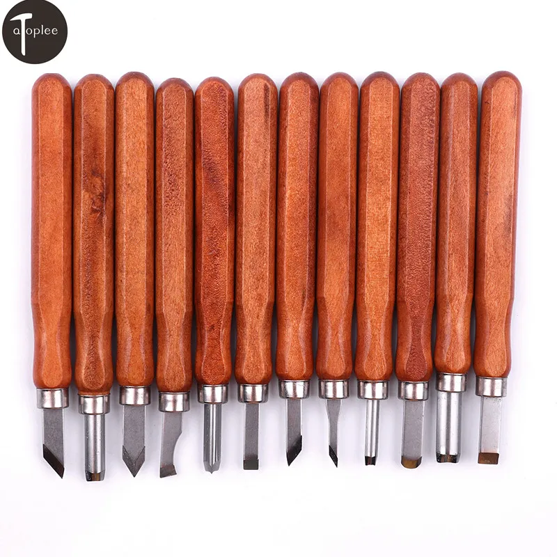 12Pcs SK2 Steel Woodcut Hand Wood Carving Engraving Cutter Sets For
