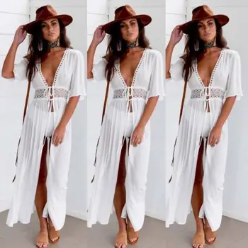 

WOMEN FASHION LACE CROCHET BIKINI BEACHWEAR COVER UP BEACH DRESS SUMMER BATHING SUIT