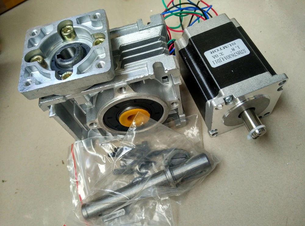 NMRV30 Worm Gearbox Geared NEMA23 1.8NM Stepper Motor Ratio 20:1 with Single Output Shaft 