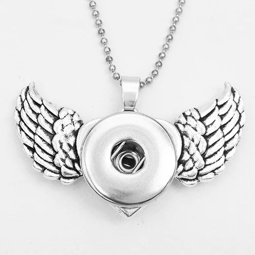 

snap button jewelry Newest wings pendant Necklace OEM, ODM N658 (fit 18mm snaps)