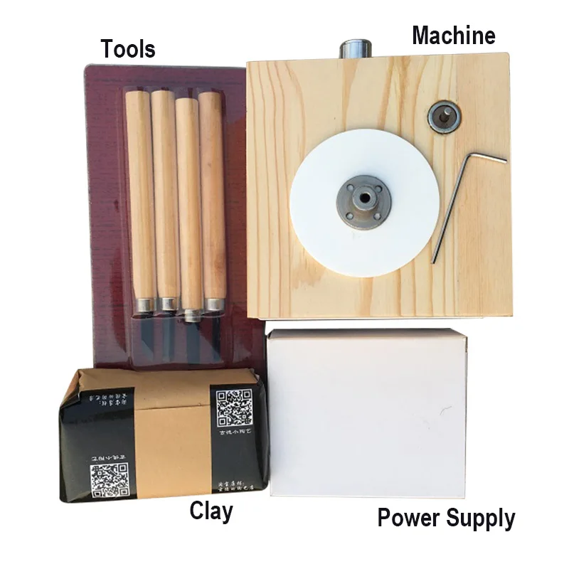 1 шт. USB/электрическая мини глиняная гончарная машина для производства грязи дерево+ stel ручная глиняная метательная машина поворотные диски креативные - Цвет: Set