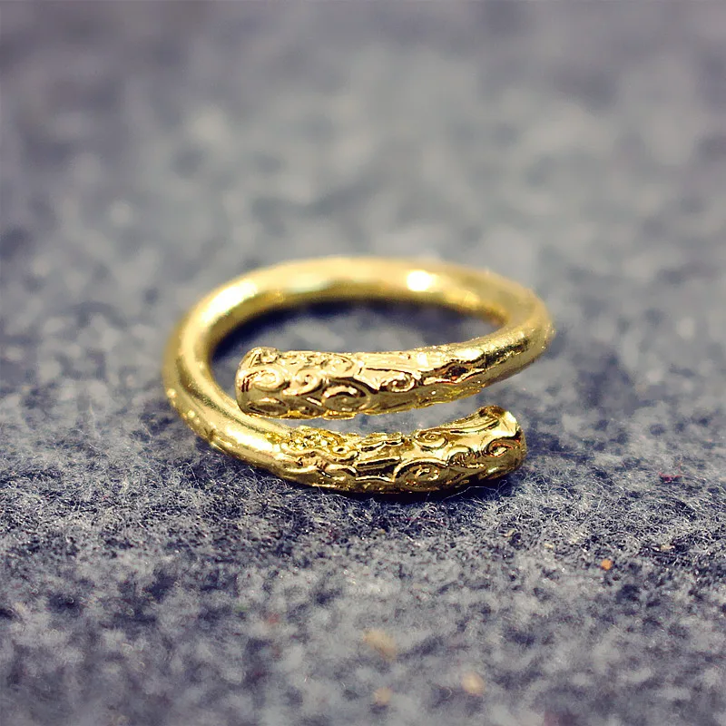 

Vintage Special Designed Monkey King Golden Cudgel Shape Silver Golden Black Open Rings For Women