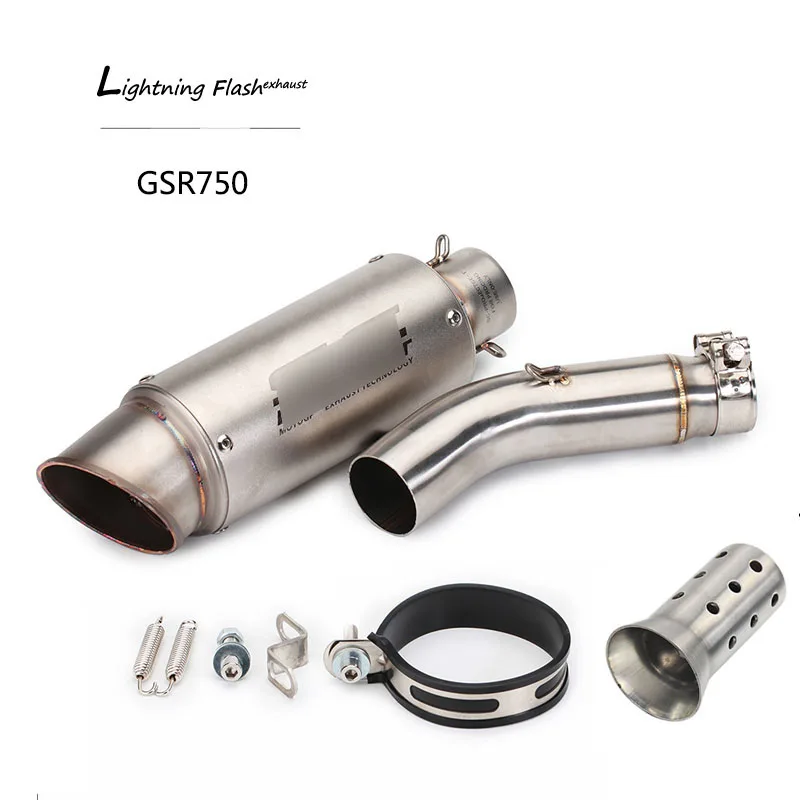 

For Suzuki GSR 750 Exhaust Pipe Motorcycle Mid Link Pipe Slip On 51mm Muffler Tail Pipe with Removable DB Killer Stainless Steel