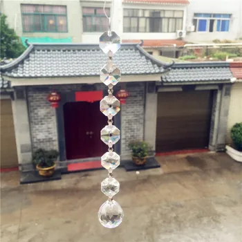 

Free Shipping Clear 20sets 14mm octagon beads with 20mm crystal chandelier faceted balls for home lamp/wedding decoration