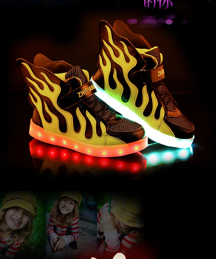 Обувь для мальчиков Обувь для девочек зарядки светодиодный свет Обувь Светящиеся Крылья спортивная обувь Демисезонный световой