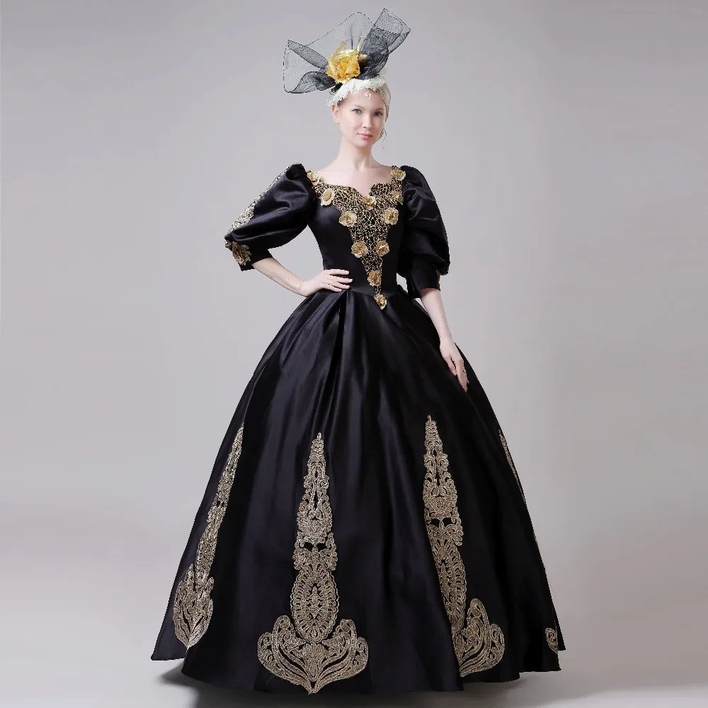 19th Century Rococo Historic Ball Gown Black Victorian Period Dress Masquerade Ball Dress Theatre Dresses Dresses Aliexpress