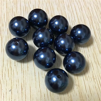 

20mm110pcs/lot Navy blue color chunky Acrylic Pearl Beads for Chunky Necklace Jewelry making #66