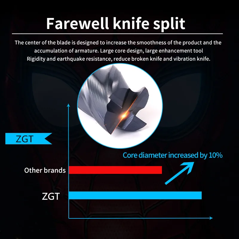 ZGT 1 шт. Cnc Fraise Endmill HRC55 4 Флейта карбида фрезы металла 1 мм 2 мм 3 мм 4 мм 5 мм 6 мм Вольфрамовая сталь фрезы