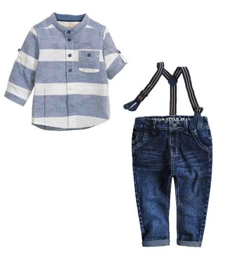 

Children's Clothing Set High Quality Boy Sling Strap Suit Kids clothes roupas de bebe menino boys suit loose-fitting belt Set