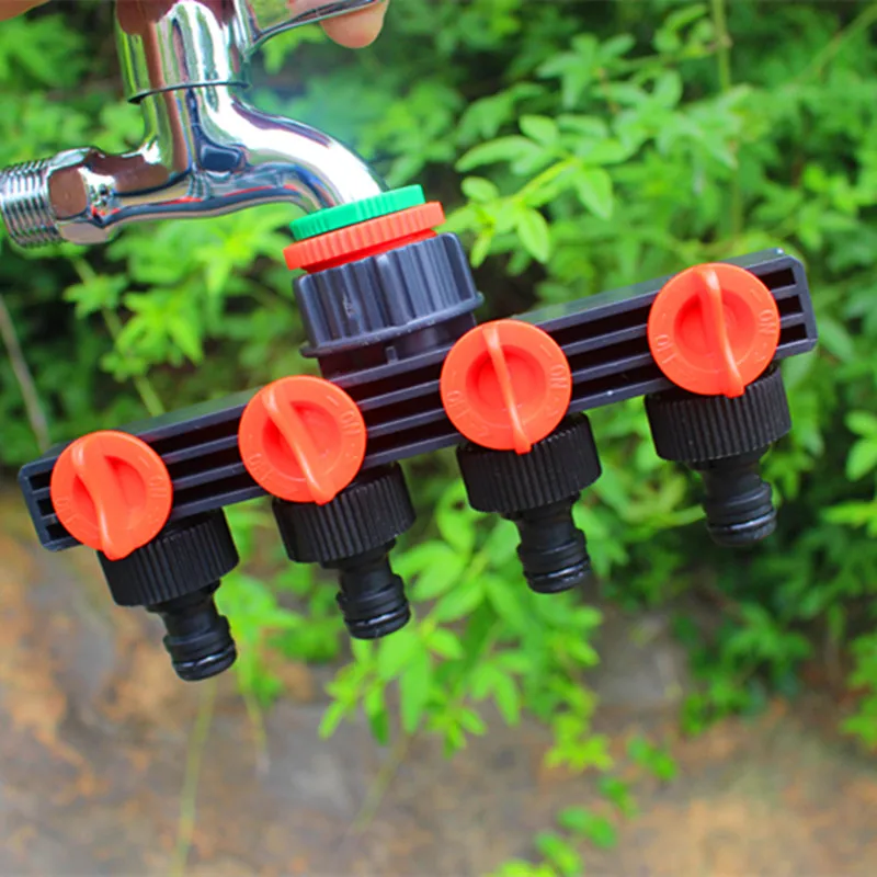4 Way Garden Tap Splitter 3/4" Outdoor Water Tap to Garden Hose Lock