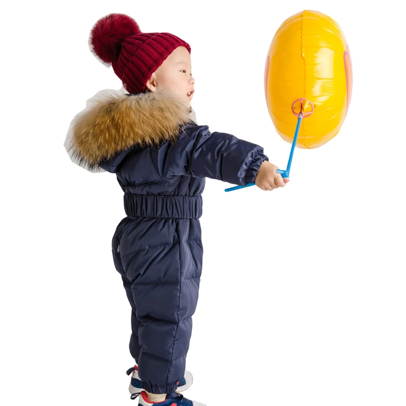 Детская зимняя одежда; комбинезоны; детский зимний комбинезон; Детский комбинезон на утином пуху; Лыжная верхняя одежда с меховым воротником для мальчиков и девочек; комбинезоны; От 1 до 5 лет пальто