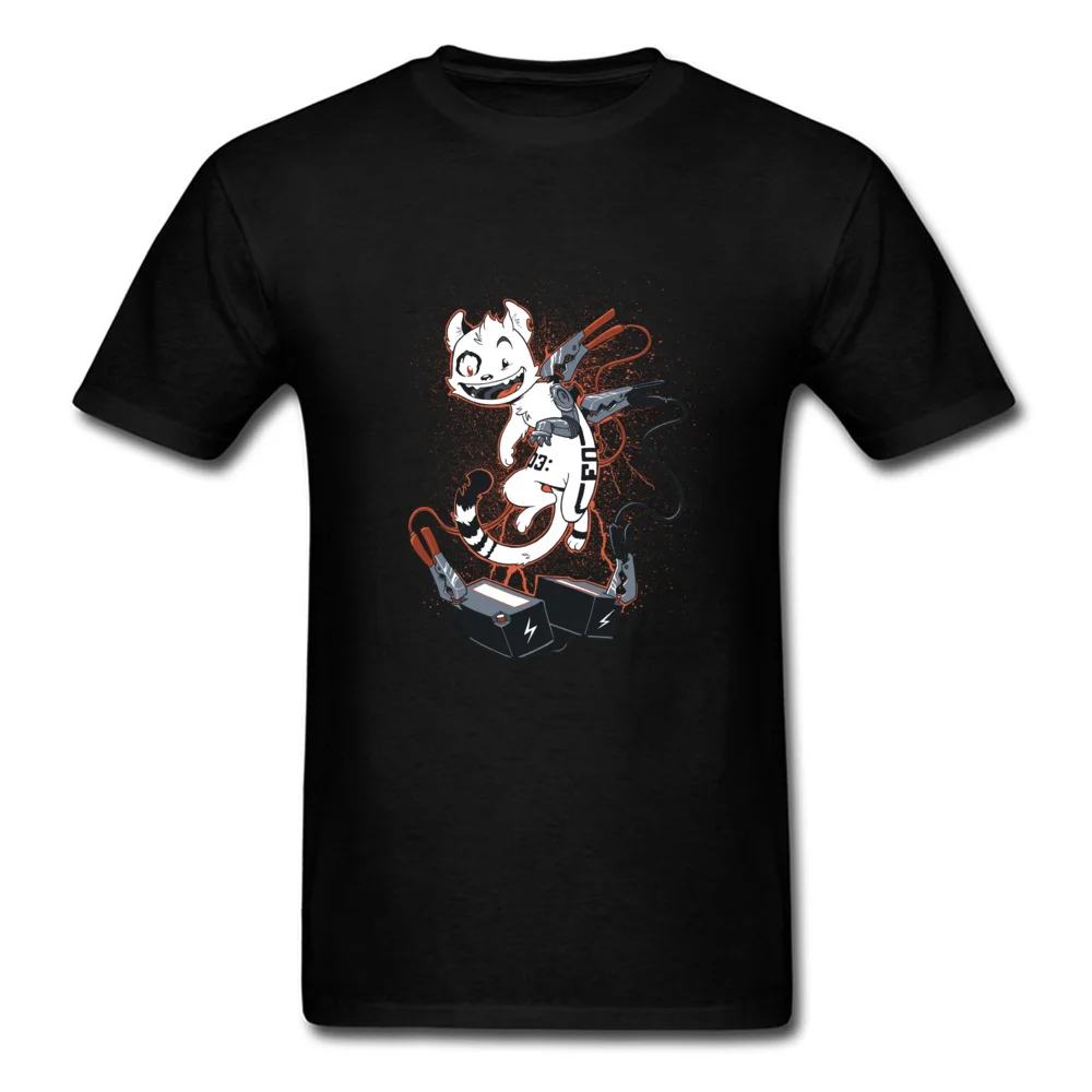 Party Cyber Cat Tops & Tees for Men On Sale Summer Round Neck All Cotton Short Sleeve Top T-shirts Fitness Tight Tops Tees Cyber Cat black
