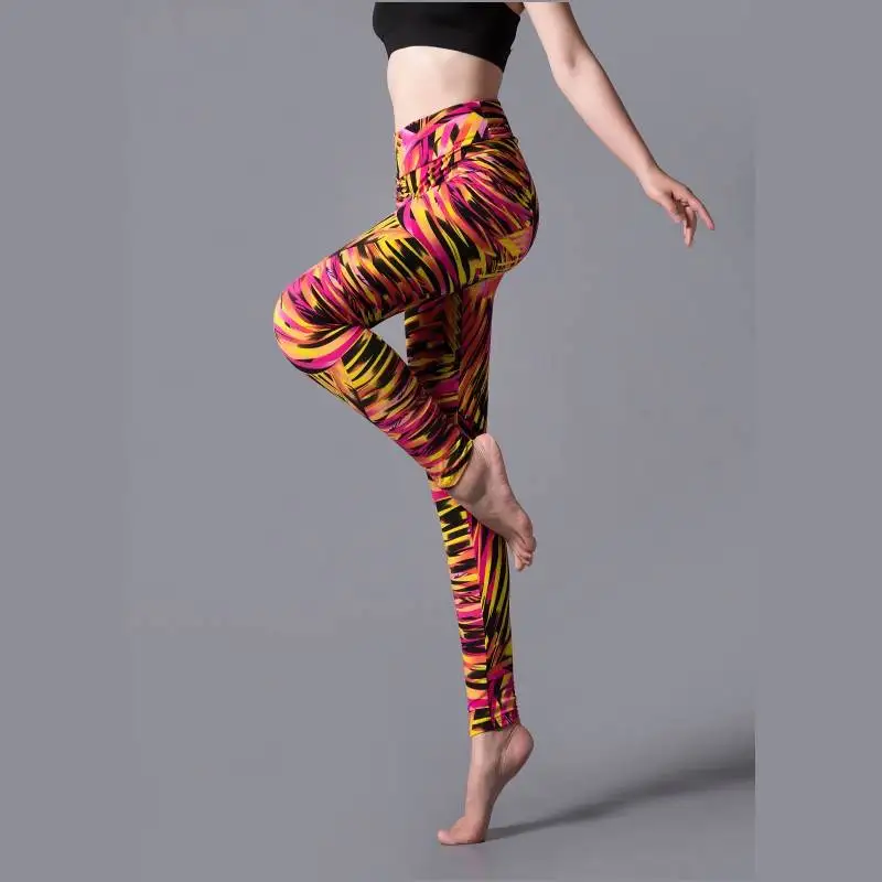 YSDNCHI New Stripe Leopard Print Leggings Women High Waist Legings Work Out Legging Sporting Push Up Trousers Fitness Leggins