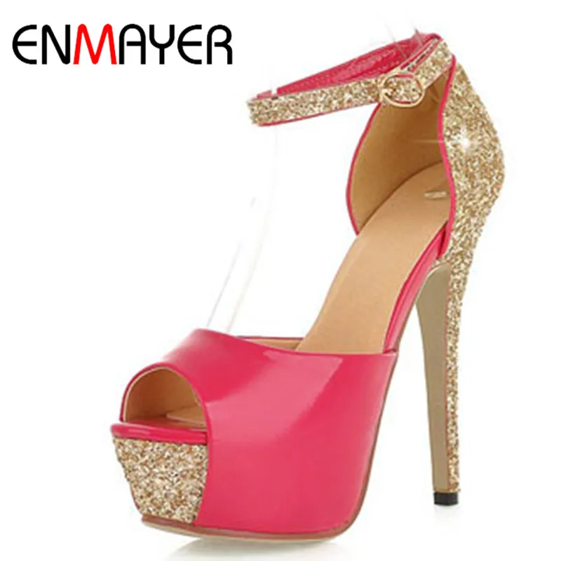 

ENMAYER New Fashion5 Colors White Shoes Sexy High Heels Platform Shoes Pumps Women's Dress Fashion Peep Toe Summer Sandals Pumps