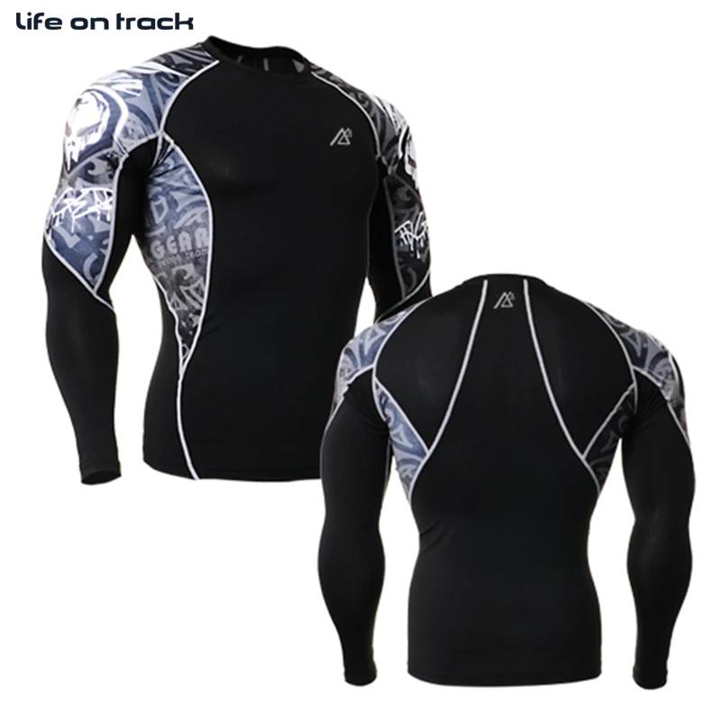 

2016 Skull Compression Tights Shirt MMA Workout Cycling Crossfit Baseball & Softball Fitness Tops Shirts For Men