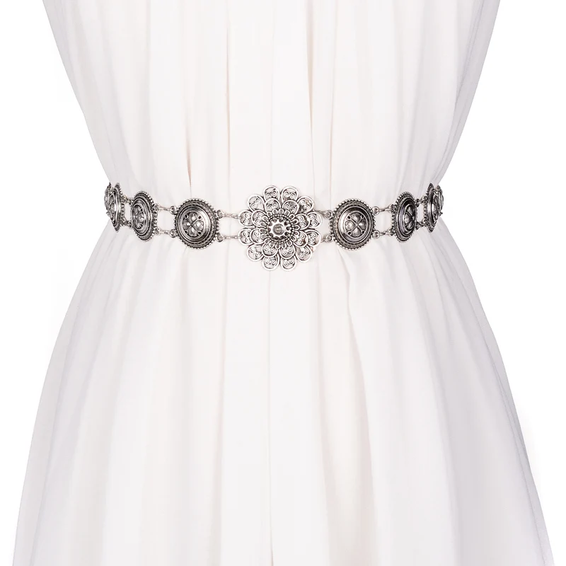 

SILMARIL Fashion personality belt for women High quality metal flower string waist chain ceinture femme on dress belts female