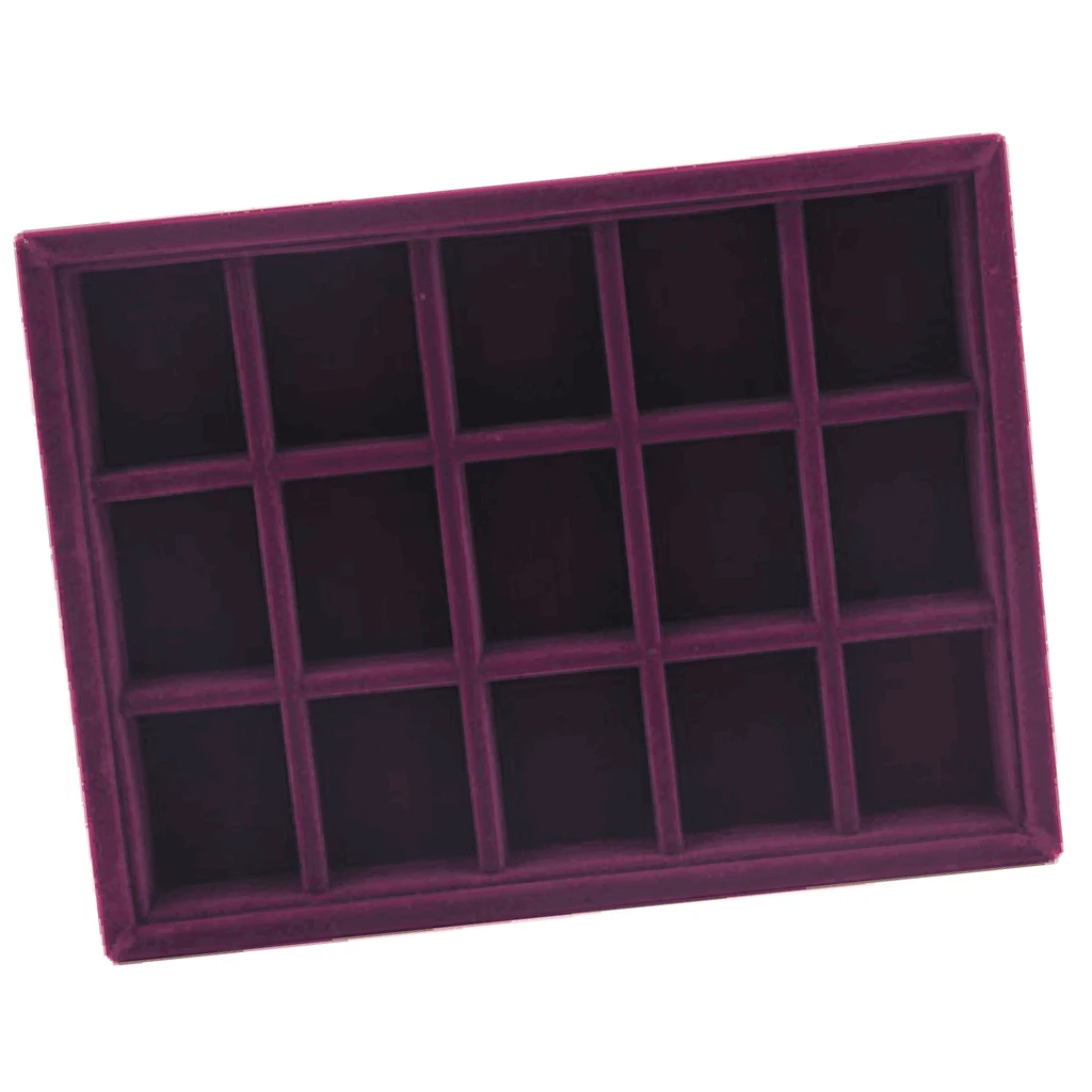 Elegant Purple Velvet Stackable Jewelry Display Tray Case Holder Organizers