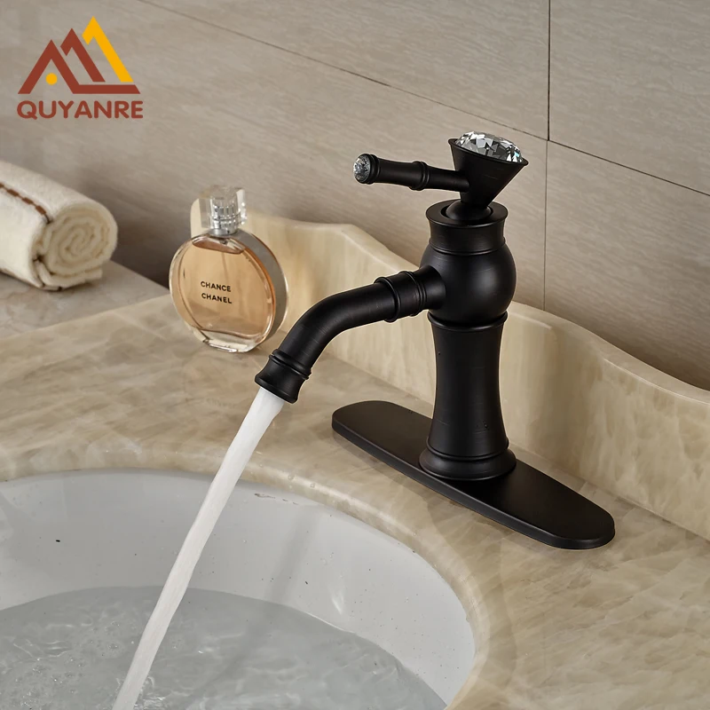 Free Shipping Black Color Basin Mixer Water Tap With 6 Inch Plate