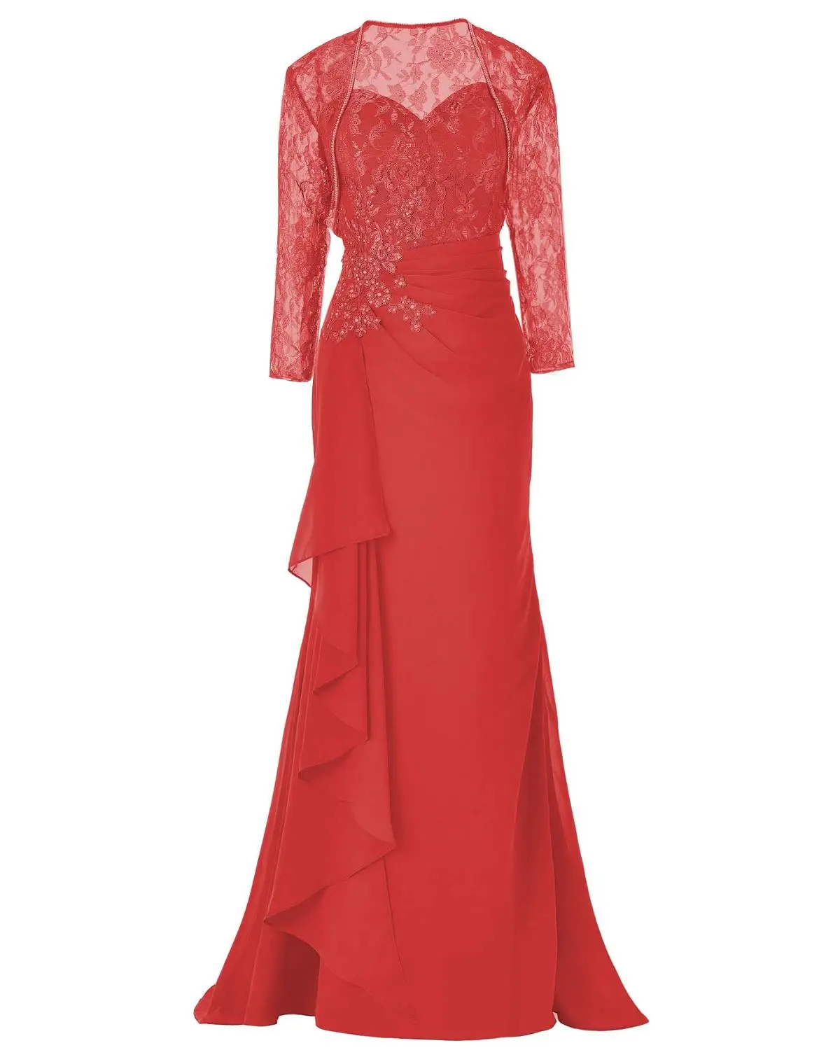 Кружевное торжественное платье с рукавом три четверти и короткими рукавами; платье для мамы, невесты, жениха, с пиджаком для свадьбы; vestido de festa SLD-M08 - Цвет: Красный