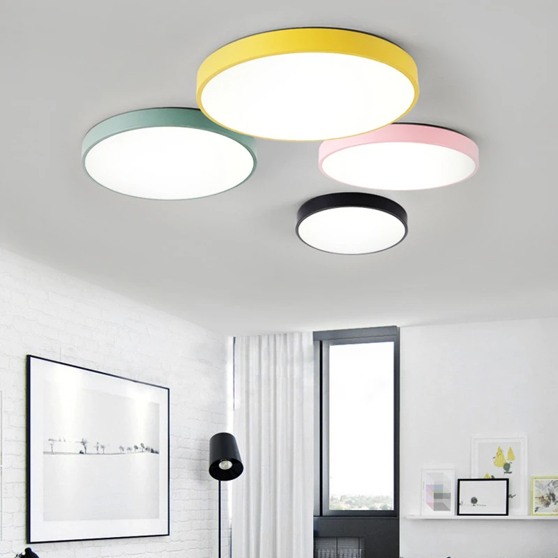 

Nordic led Ceiling Lights Modern Colorful lamp for Bedroom Ceiling Lamps Round thin plafondlamp Lighting lamparas de techo