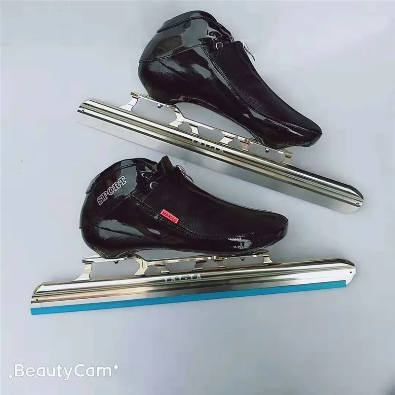 Professional Low Ankle Carbon Fiber Inline Speed Fixed Track Ice Skates PU Leather Waterproof