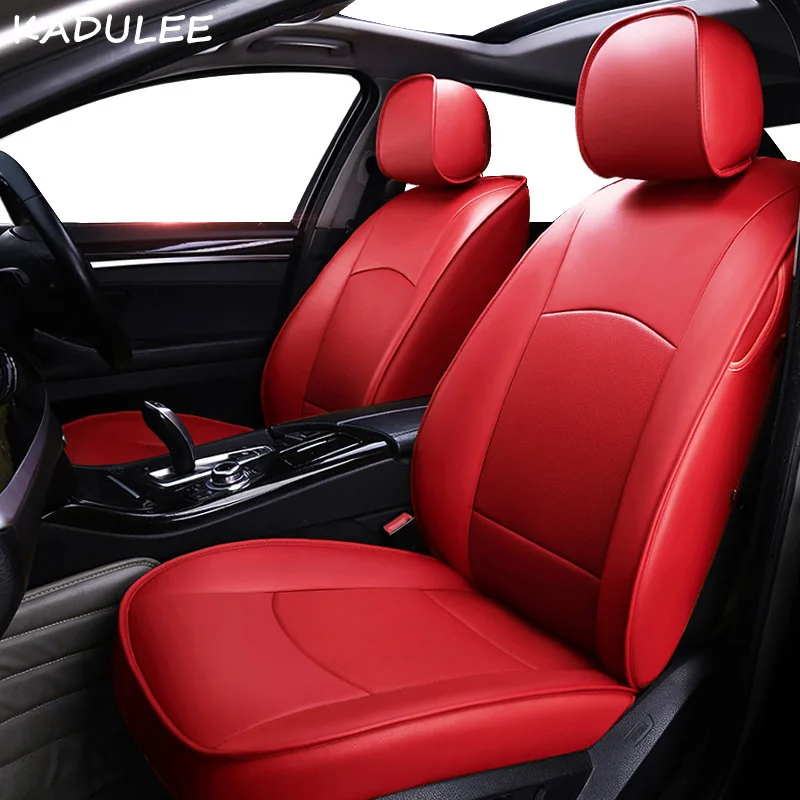 KADULEE custom real leather car seat cover For vw golf 4 5 6 VOLKSWAGEN polo 6r 9n passat b5 b6 b7 b8 Touareg Tiguan car seats - Название цвета: red