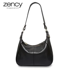 Zency натуральная кожа классическая черная женская сумка через плечо модная сумка-мессенджер для женщин высокое качество сумки