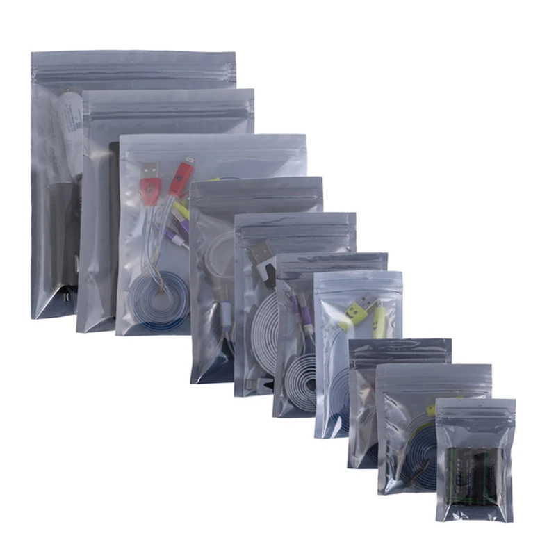 

50Pcs/Lot Antistatic Aluminum Storage Bag Ziplock Bags Resealable Anti Static Pouch for Electronic Accessories Package Bags