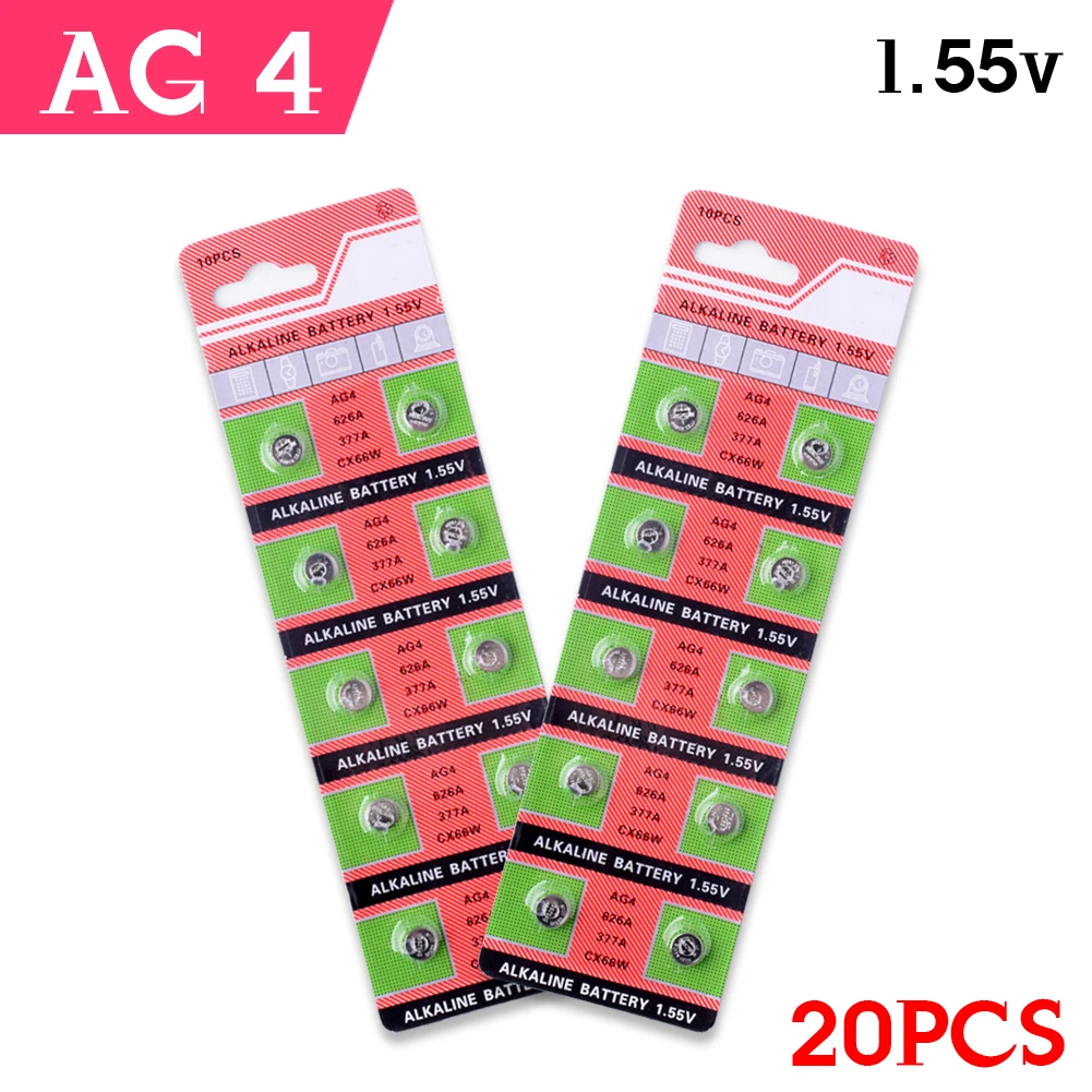 

20Pieces 1.55V SR626SW 377 V377 177 L626 AG4 SR66 Button Coin Cell Battery Batteria