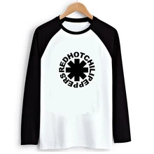 Punk Rock Red hot chili peppers ПВХ Письмо Печати Реглан с длинным Рукавом Футболка Хабар Скейт Напечатаны Футболки Мужчин Футболки уличная
