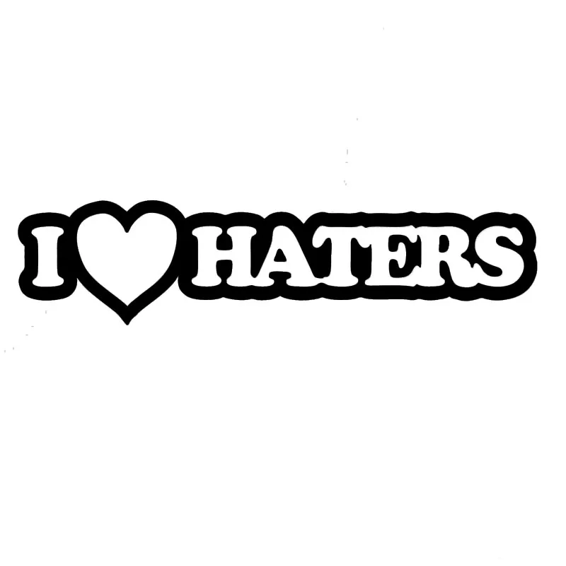 15*3.5CM I LOVE HATERS Cute Car Graphics Stickers Rear Windshield  Accessories Classic Car Styling Decals Black/Silver C9-0102